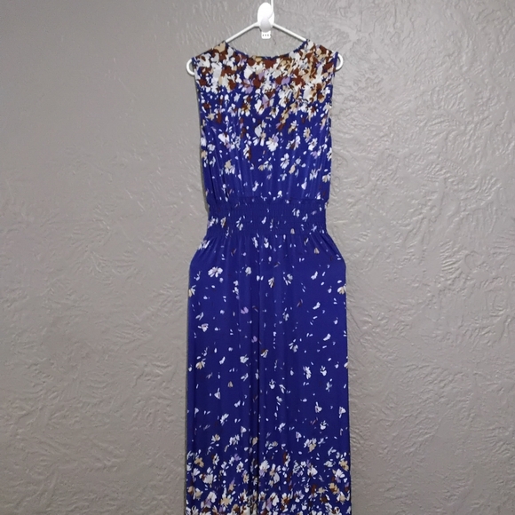 Seven Islands Wome'sWhite and Blue Plunge Neck Sleeveless Maxi Dress Size L - Picture 11 of 11